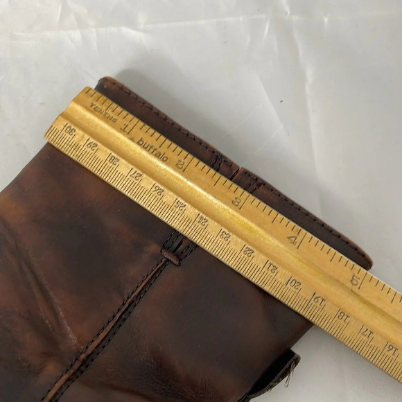 VINTAGE Y2K Spring Distressed Brown Leather Square Toe Over the Ankle Boots 36 - Picture 15 of 16